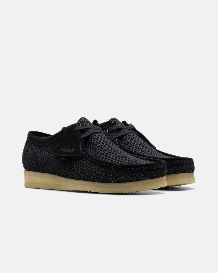 CLARKS ORIGINALS MENS WALLABEE SHOES BLACK MESH-Designer Outlet Sales