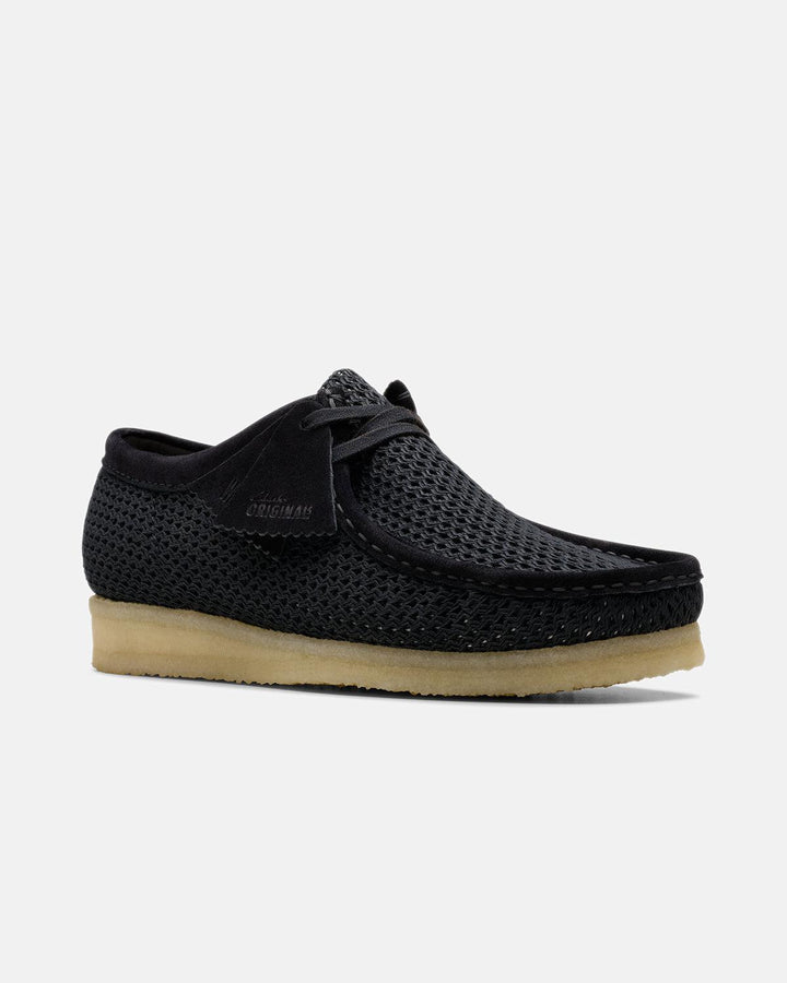 CLARKS ORIGINALS MENS WALLABEE SHOES BLACK MESH-Designer Outlet Sales