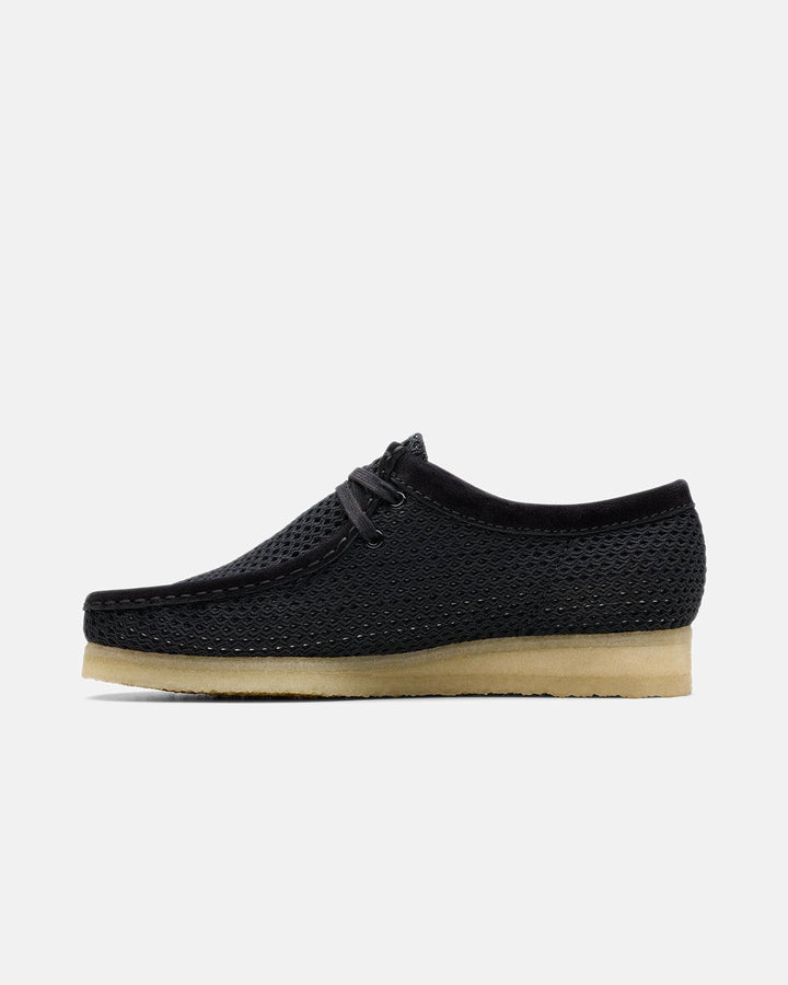 CLARKS ORIGINALS MENS WALLABEE SHOES BLACK MESH-Designer Outlet Sales