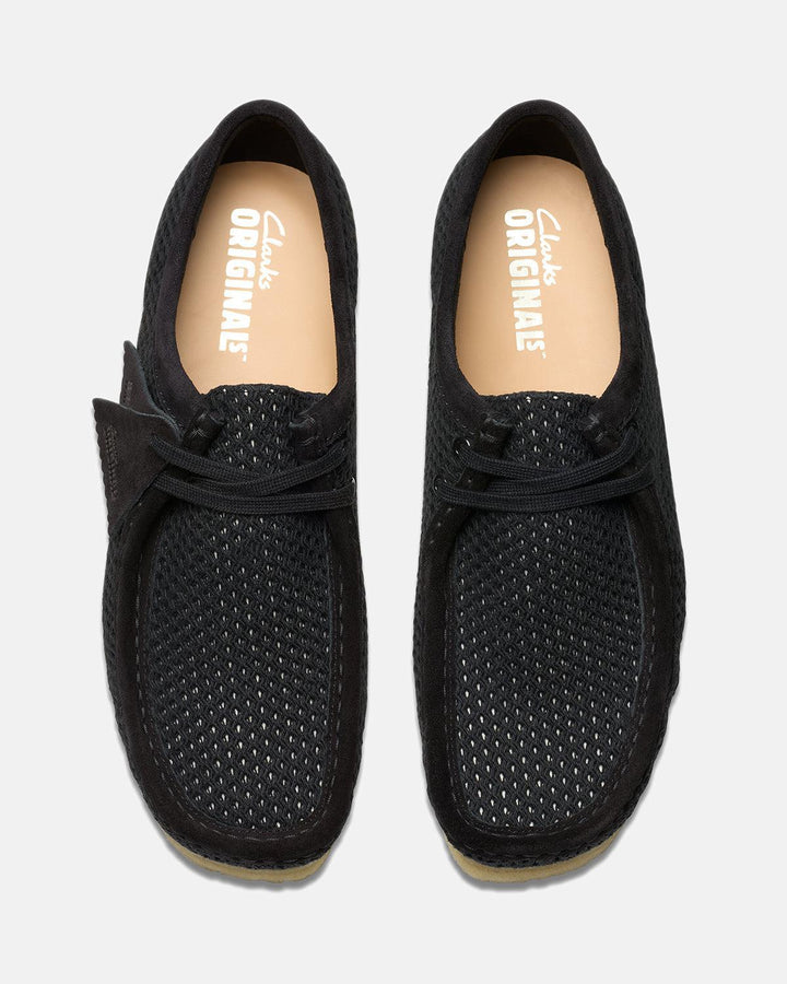 CLARKS ORIGINALS MENS WALLABEE SHOES BLACK MESH-Designer Outlet Sales