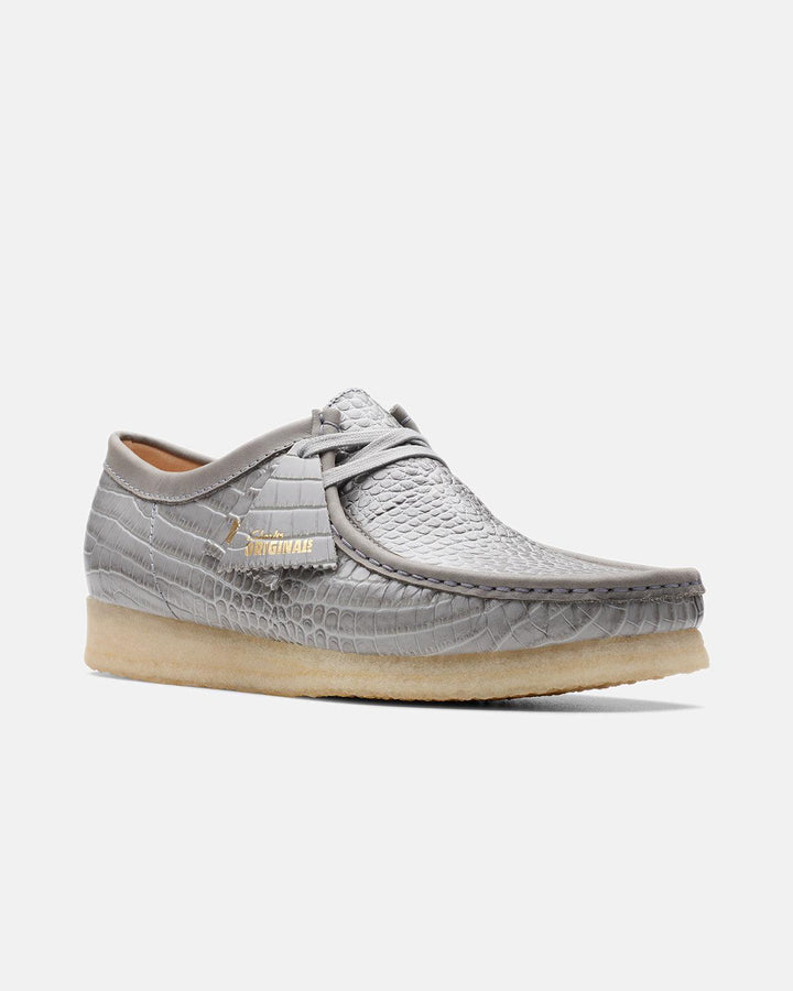 CLARKS ORIGINALS MENS WALLABEE SHOES GREY CROC-Designer Outlet Sales