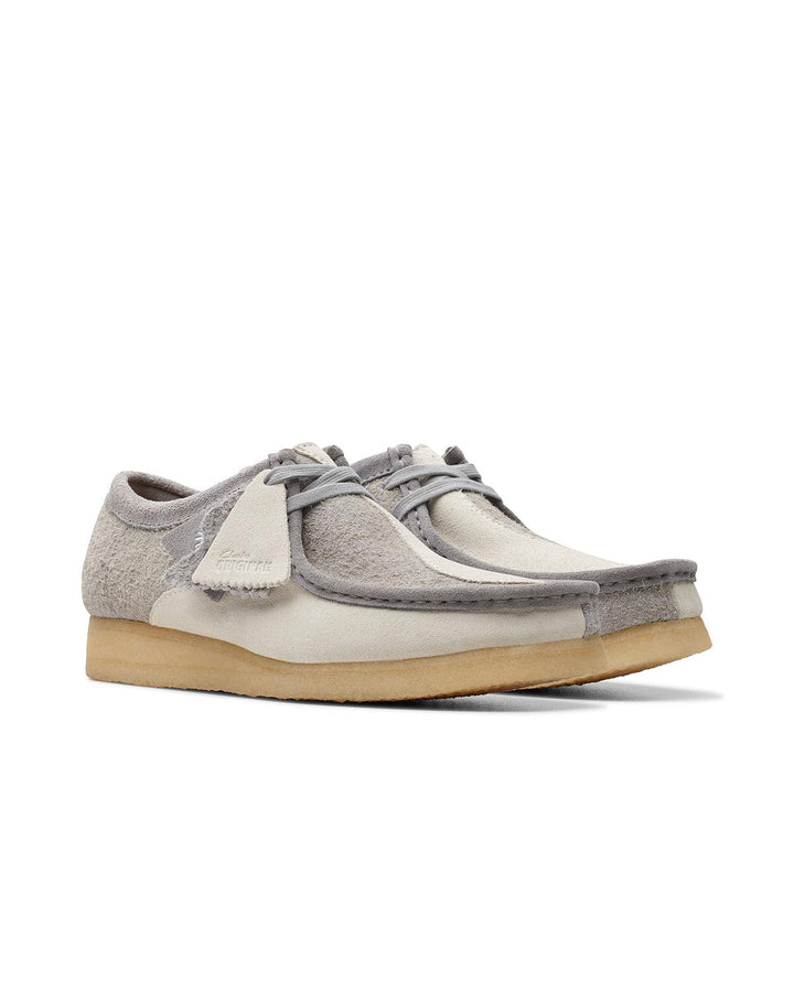 CLARKS ORIGINALS MENS WALLABEE SHOES GREY OFF WHITE-Designer Outlet Sales