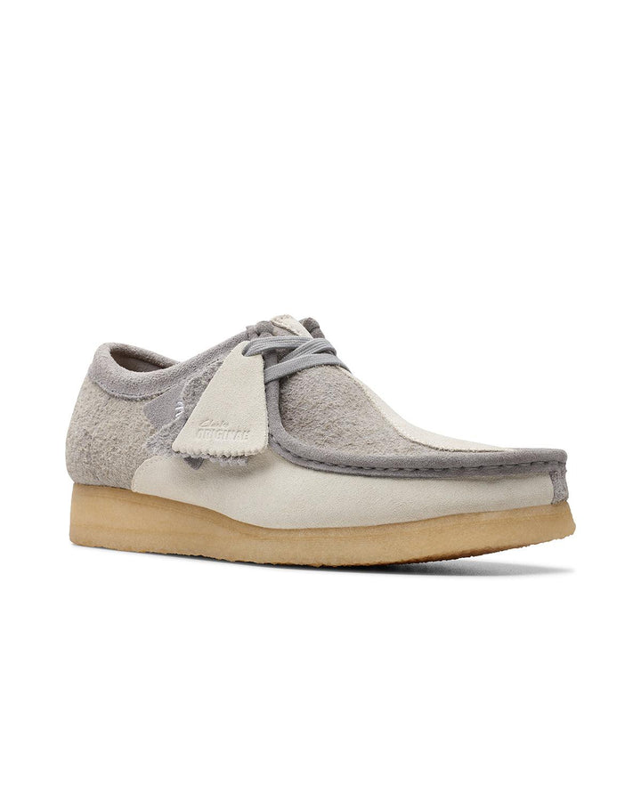 CLARKS ORIGINALS MENS WALLABEE SHOES GREY OFF WHITE-Designer Outlet Sales