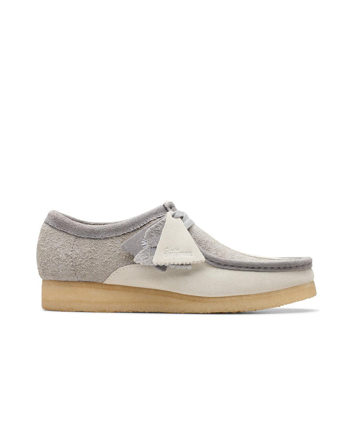 CLARKS ORIGINALS MENS WALLABEE SHOES GREY OFF WHITE-Designer Outlet Sales