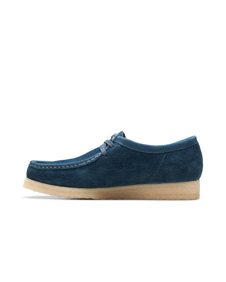 CLARKS ORIGINALS MENS WALLABEE SHOES NAVY TEAL SUEDE-Designer Outlet Sales