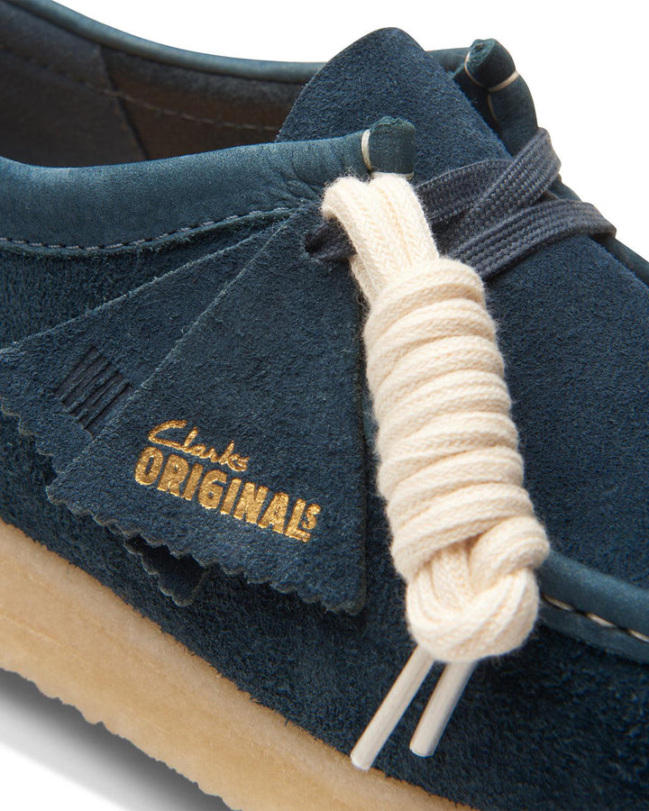 CLARKS ORIGINALS MENS WALLABEE SHOES NAVY TEAL SUEDE-Designer Outlet Sales