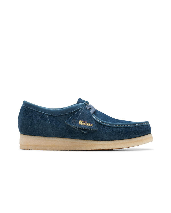 CLARKS ORIGINALS MENS WALLABEE SHOES NAVY TEAL SUEDE-Designer Outlet Sales