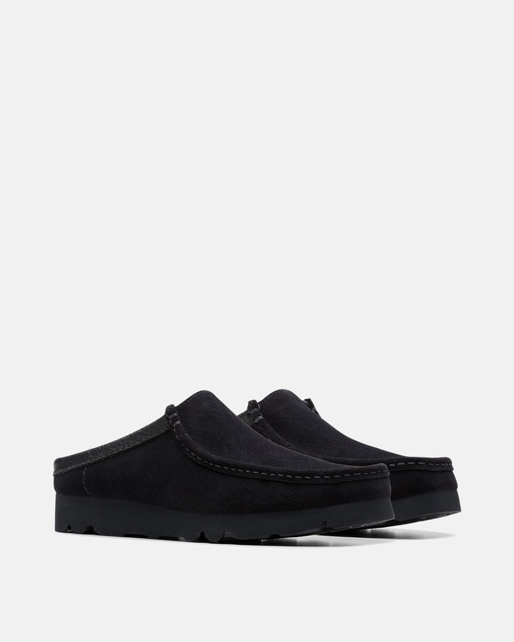 CLARKS ORIGINALS MENS WALLABEE SLIP SHOES BLACK SUEDE-Designer Outlet Sales
