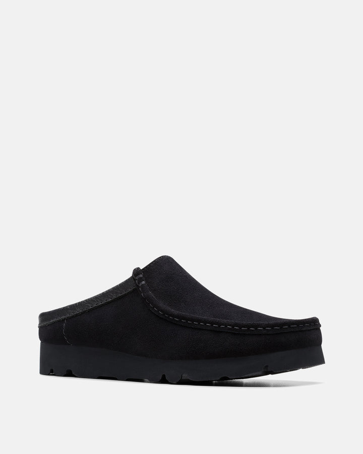 CLARKS ORIGINALS MENS WALLABEE SLIP SHOES BLACK SUEDE-Designer Outlet Sales