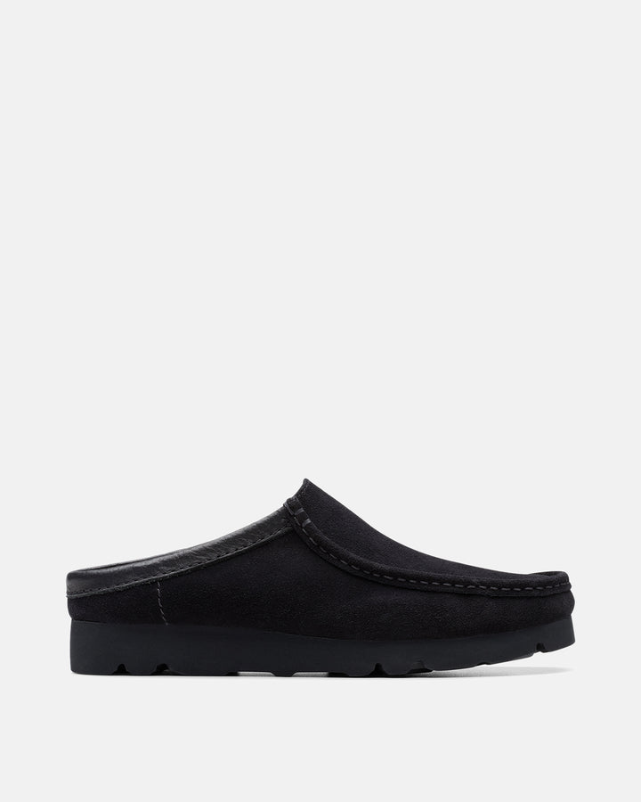 CLARKS ORIGINALS MENS WALLABEE SLIP SHOES BLACK SUEDE-Designer Outlet Sales