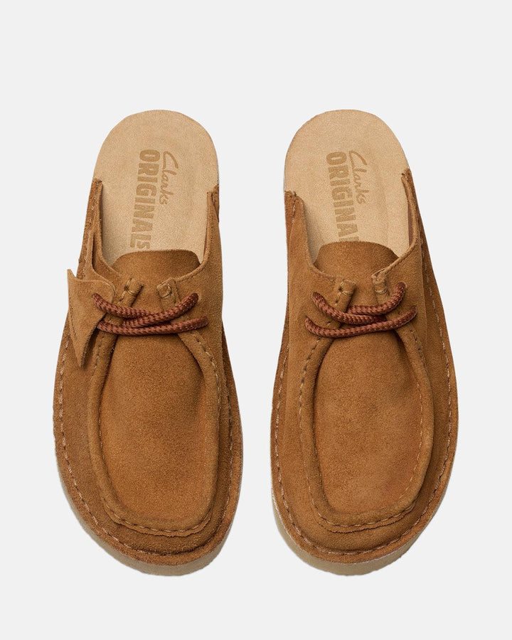 CLARKS ORIGINALS WOMENS DESERT NOMAD MULES DUSK BROWN SUEDE-Designer Outlet Sales