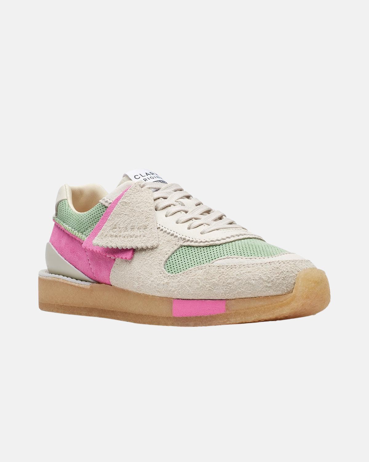 CLARKS ORIGINALS WOMENS TOR RUN TRAINERS PINK GREEN COMBI – CLARKS-26170029-UK3 | Studio DOS by Designer Outlet Sales