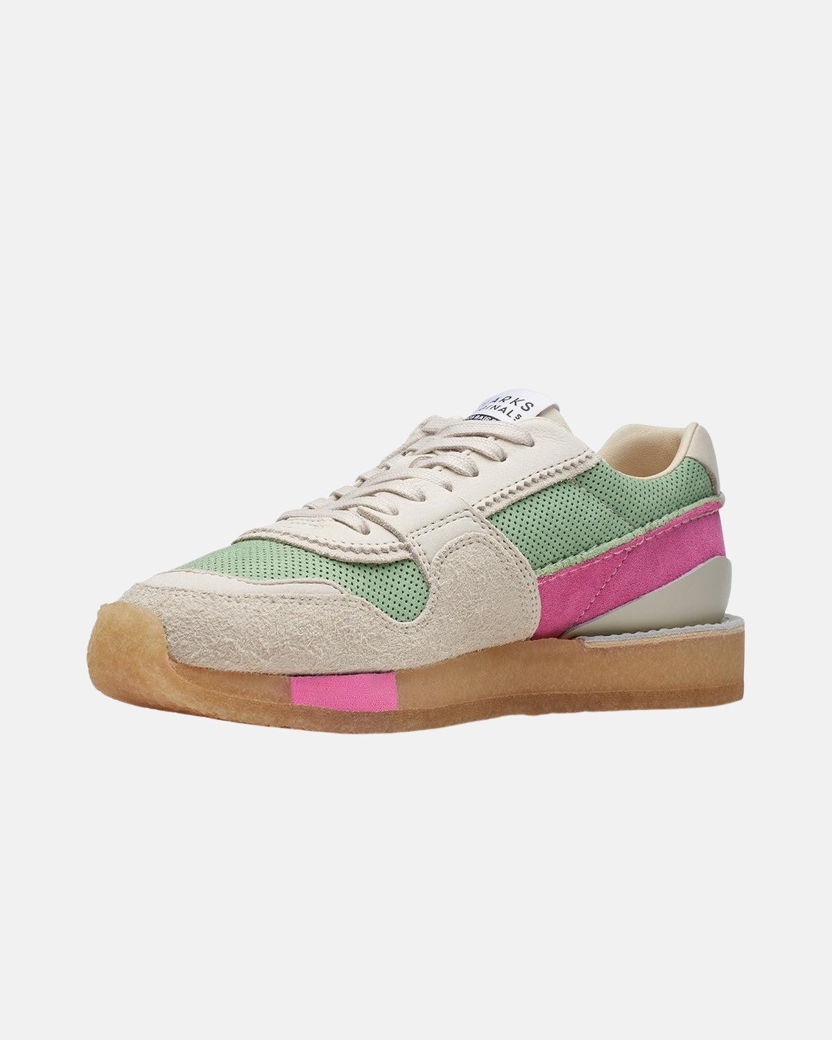 CLARKS ORIGINALS WOMENS TOR RUN TRAINERS PINK GREEN COMBI – CLARKS-26170029-UK3 | Studio DOS by Designer Outlet Sales