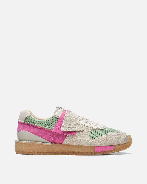 CLARKS ORIGINALS WOMENS TOR RUN TRAINERS PINK GREEN COMBI-Designer Outlet Sales
