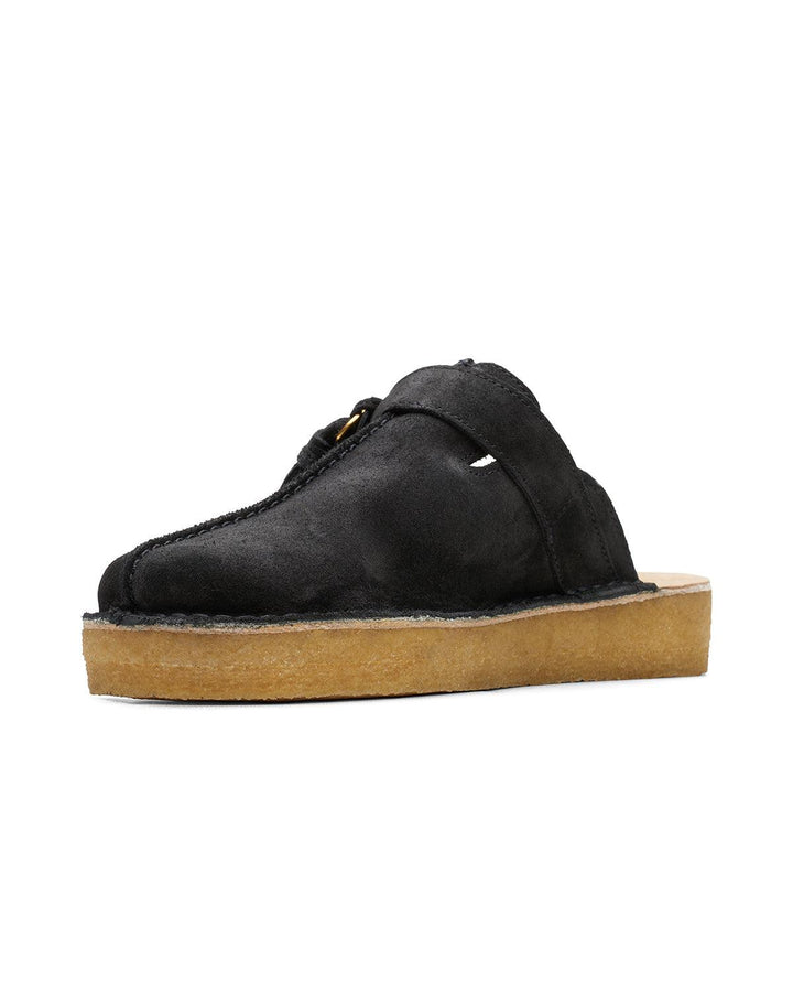 CLARKS ORIGINALS WOMENS TREK MULE SHOES BLACK SUEDE WARM LINED-Designer Outlet Sales