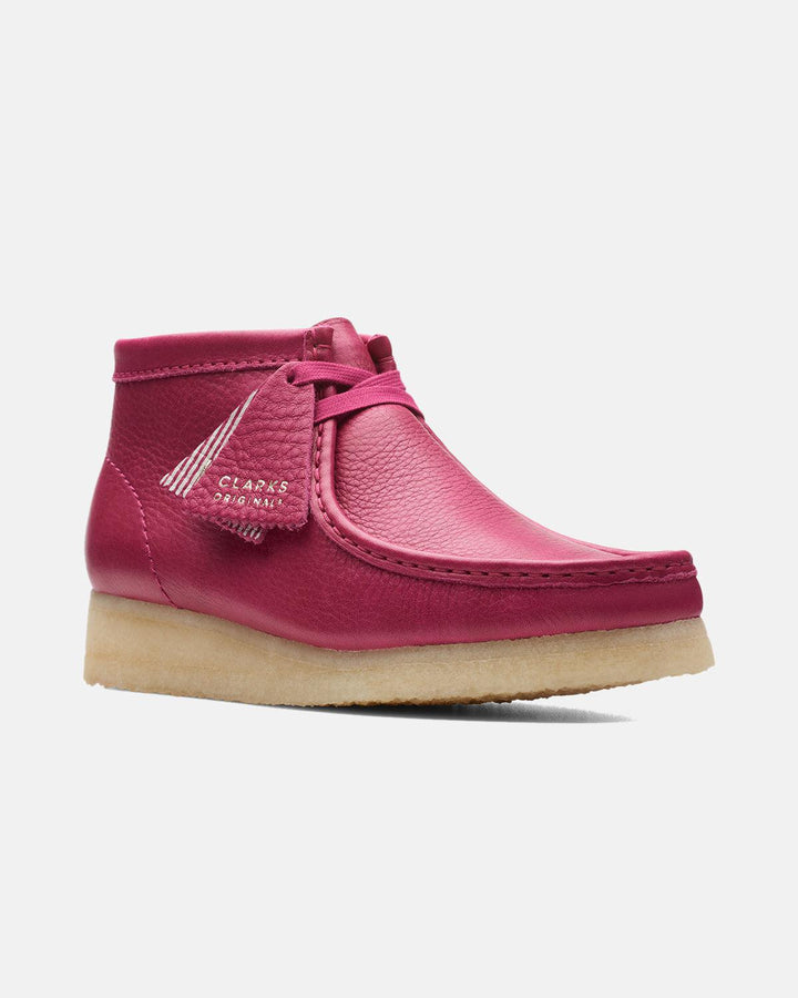 CLARKS ORIGINALS WOMENS WALLABEE BOOTS BERRY LEATHER-Designer Outlet Sales