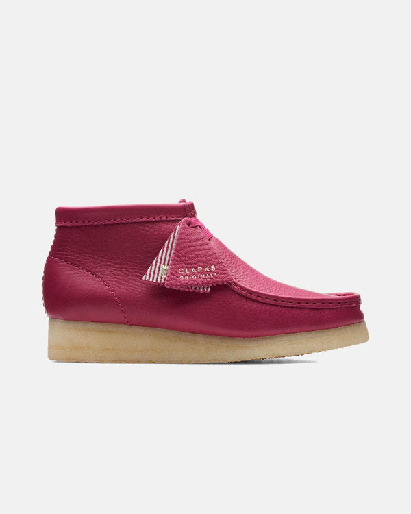 CLARKS ORIGINALS WOMENS WALLABEE BOOTS BERRY LEATHER-Designer Outlet Sales