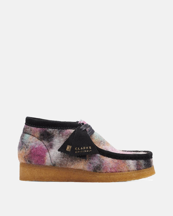 CLARKS ORIGINALS WOMENS WALLABEE BOOTS BLACK WOOL COMBI-Designer Outlet Sales