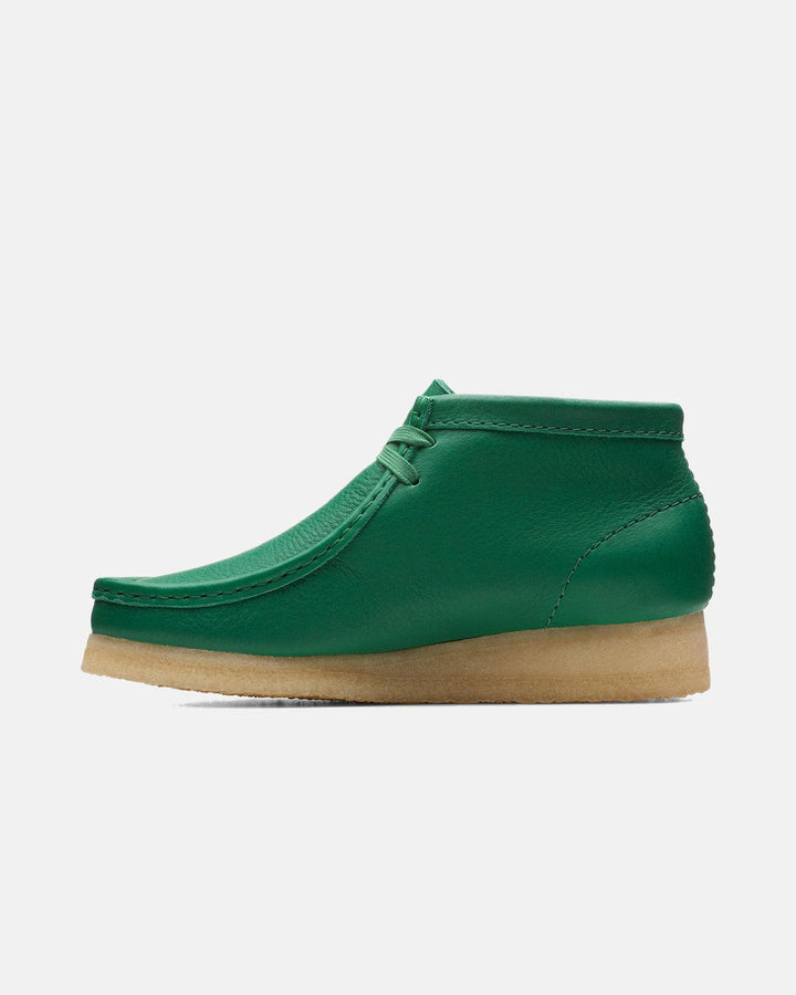 CLARKS ORIGINALS WOMENS WALLABEE BOOTS CACTUS GREEN LEATHER-Designer Outlet Sales