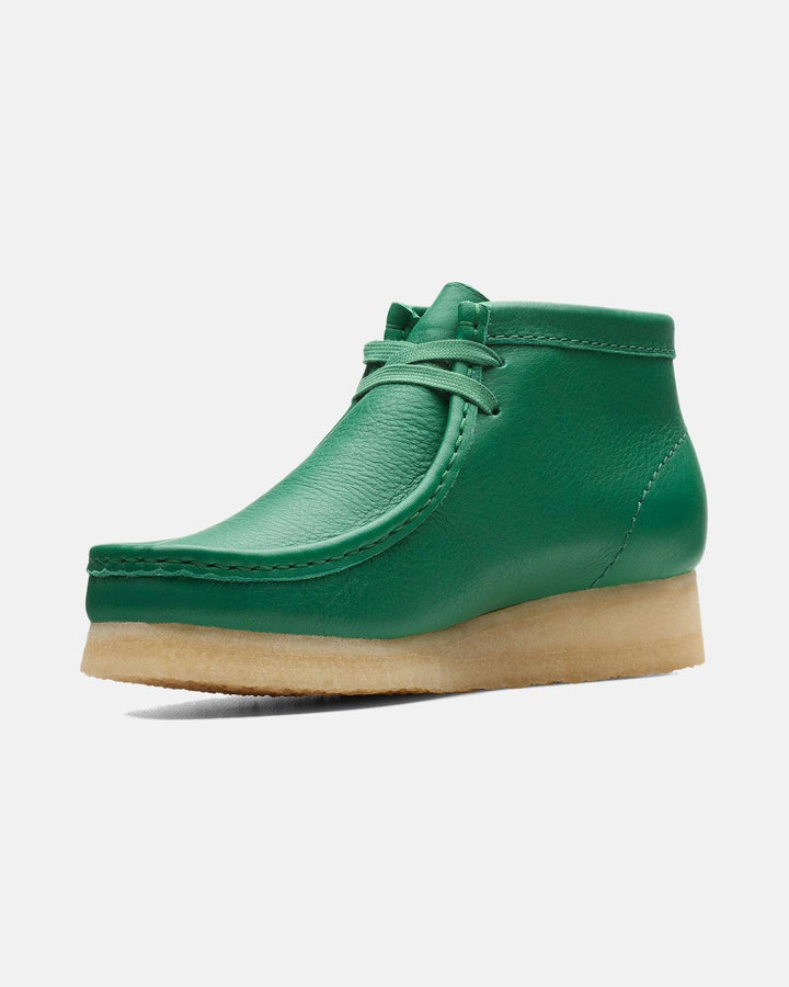 CLARKS ORIGINALS WOMENS WALLABEE BOOTS CACTUS GREEN LEATHER-Designer Outlet Sales