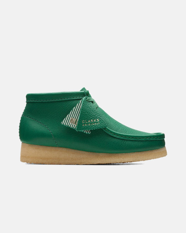 CLARKS ORIGINALS WOMENS WALLABEE BOOTS CACTUS GREEN LEATHER-Designer Outlet Sales