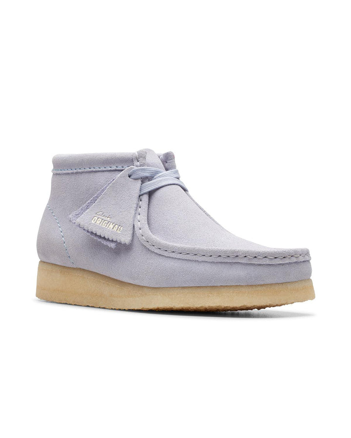 CLARKS ORIGINALS WOMENS WALLABEE BOOTS CLOUD GREY SUEDE-Designer Outlet Sales