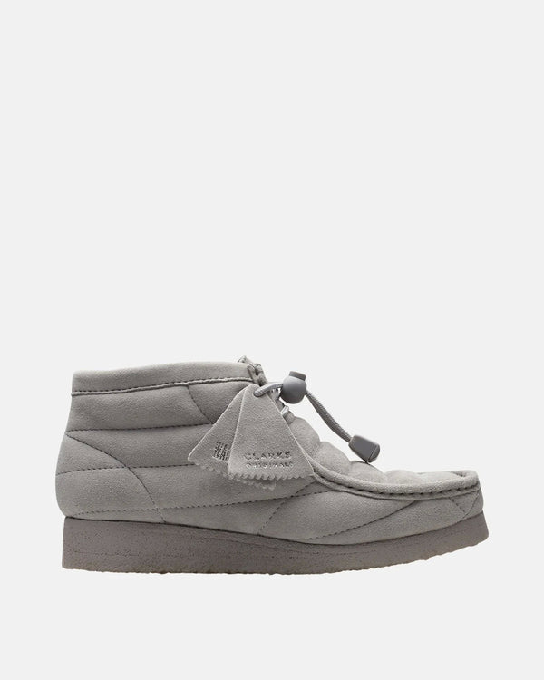 CLARKS ORIGINALS WOMENS WALLABEE BOOTS QUILTED GREY SUEDE-Designer Outlet Sales