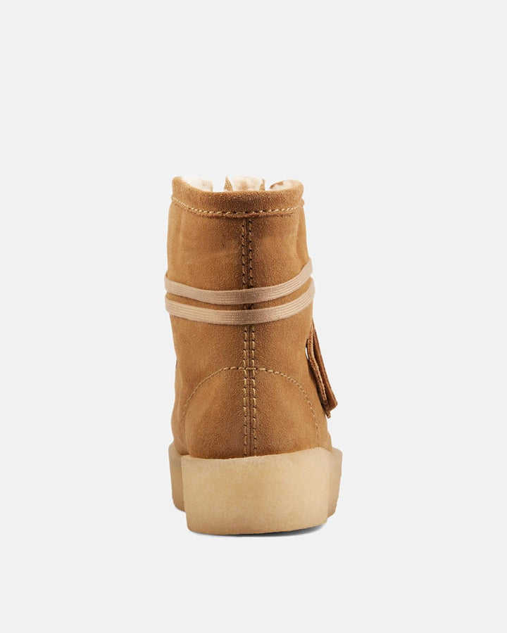 CLARKS ORIGINALS WOMENS WALLABEE CUP HI BOOTS LIGHT TAN SUEDE-Designer Outlet Sales