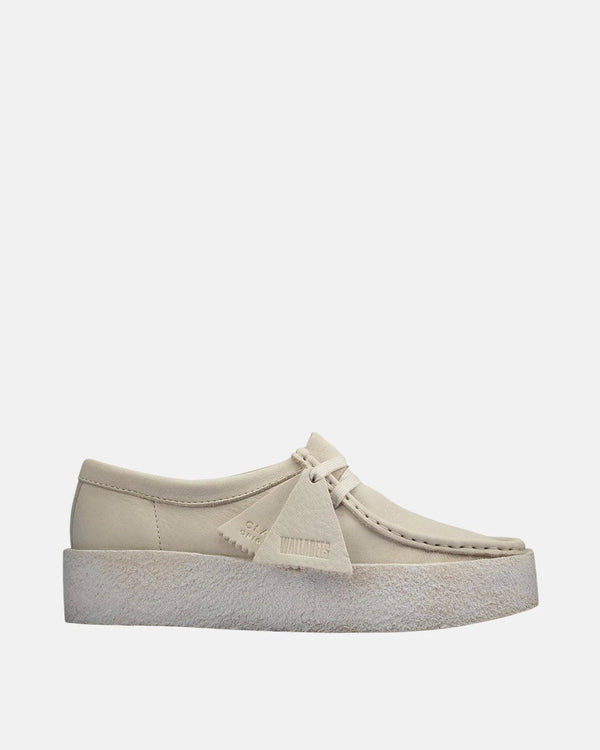 CLARKS ORIGINALS WOMENS WALLABEE CUP SHOES WHITE NUBUCK-Designer Outlet Sales