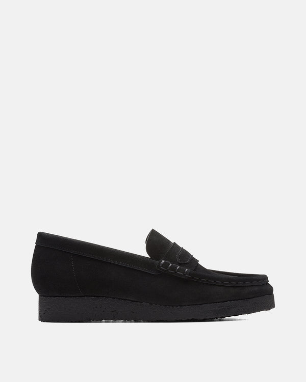 CLARKS ORIGINALS WOMENS WALLABEE LOAFERS BLACK SUEDE-Designer Outlet Sales