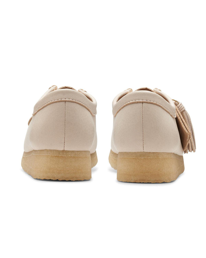 CLARKS ORIGINALS WOMENS WALLABEE SHOES BEIGE LEATHER-Designer Outlet Sales