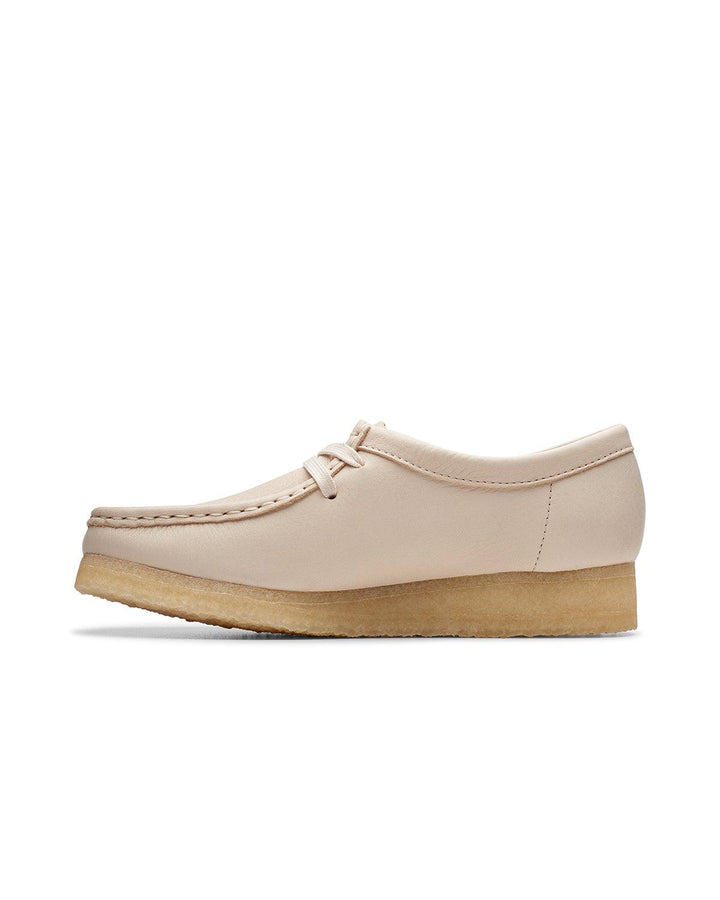 CLARKS ORIGINALS WOMENS WALLABEE SHOES BEIGE LEATHER-Designer Outlet Sales