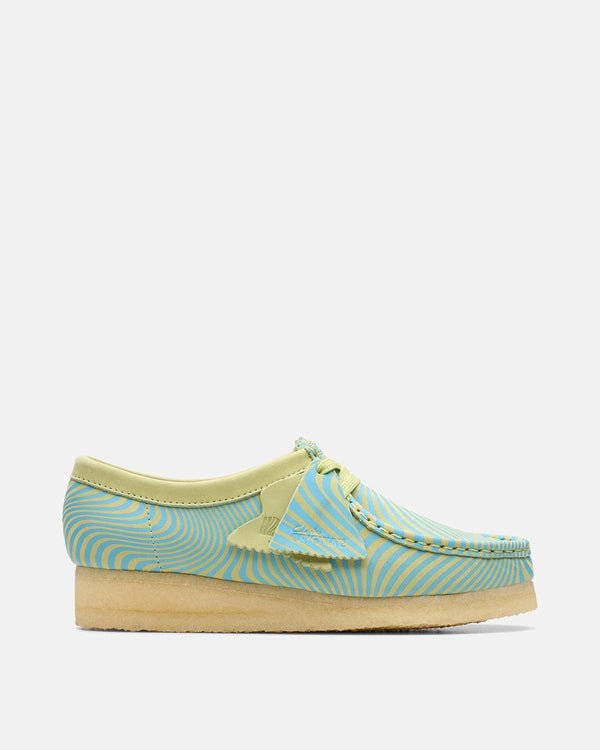 CLARKS ORIGINALS WOMENS WALLABEE SHOES BLUE LIME PRINT-Designer Outlet Sales