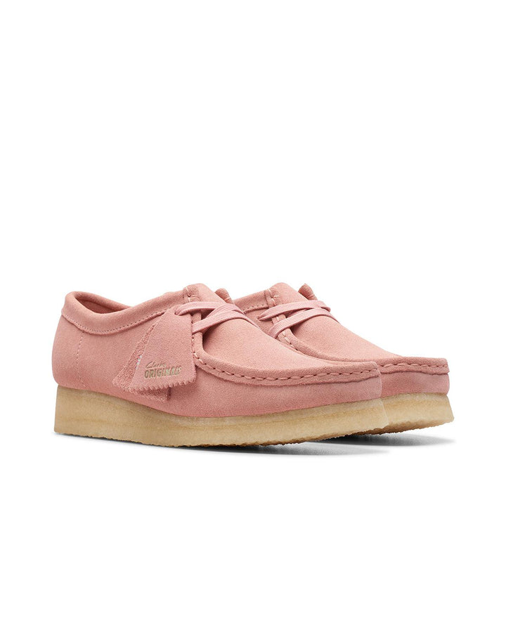 CLARKS ORIGINALS WOMENS WALLABEE SHOES BLUSH PINK SUEDE-Designer Outlet Sales