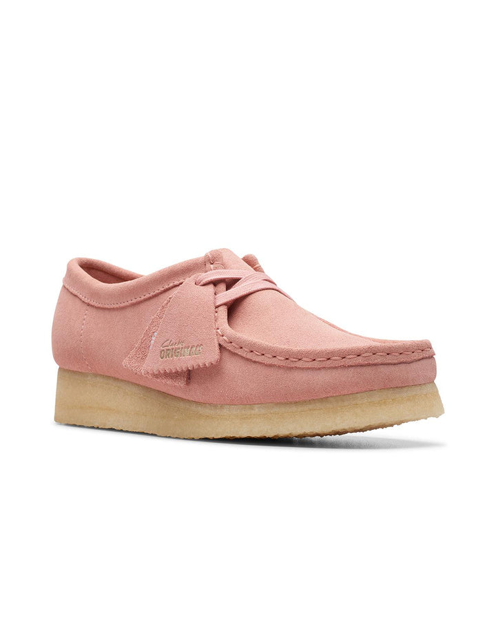 CLARKS ORIGINALS WOMENS WALLABEE SHOES BLUSH PINK SUEDE-Designer Outlet Sales