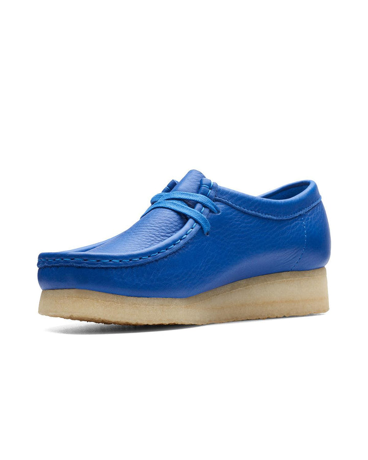 CLARKS ORIGINALS WOMENS WALLABEE SHOES BRIGHT BLUE LEATHER-Designer Outlet Sales