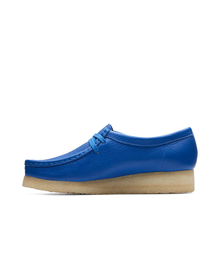 CLARKS ORIGINALS WOMENS WALLABEE SHOES BRIGHT BLUE LEATHER-Designer Outlet Sales