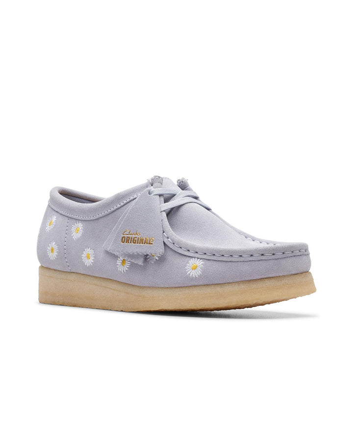 CLARKS ORIGINALS WOMENS WALLABEE SHOES CLOUD GREY EMBROIDERED-Designer Outlet Sales