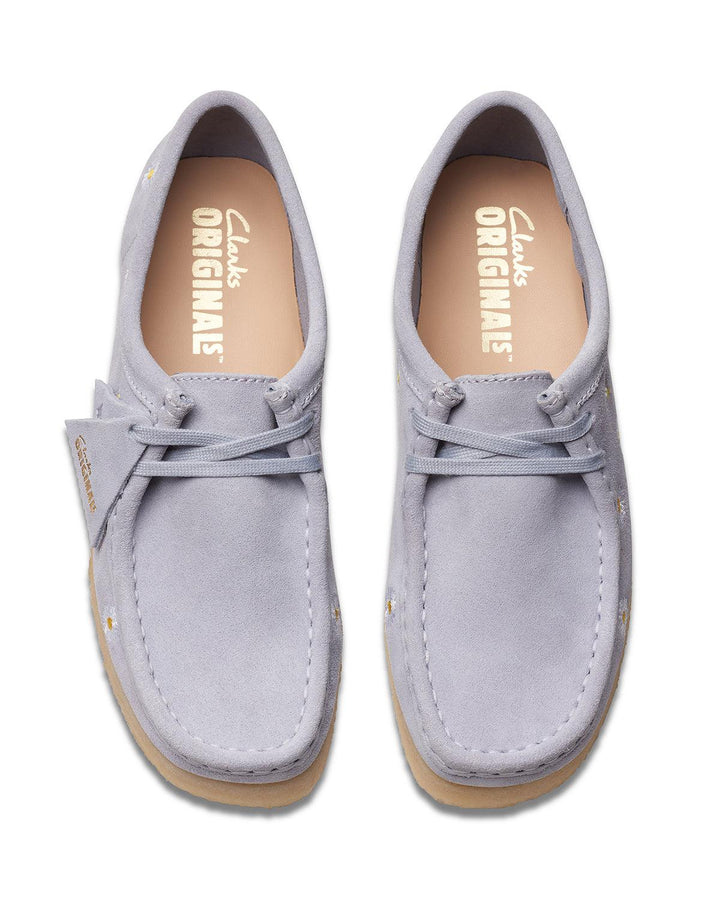 CLARKS ORIGINALS WOMENS WALLABEE SHOES CLOUD GREY EMBROIDERED-Designer Outlet Sales