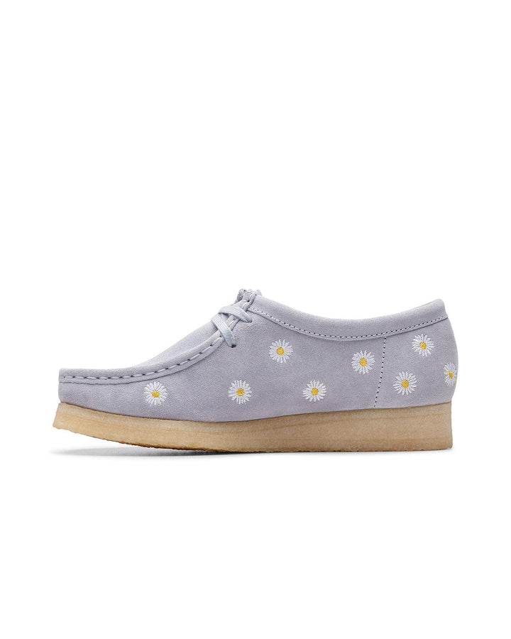 CLARKS ORIGINALS WOMENS WALLABEE SHOES CLOUD GREY EMBROIDERED-Designer Outlet Sales