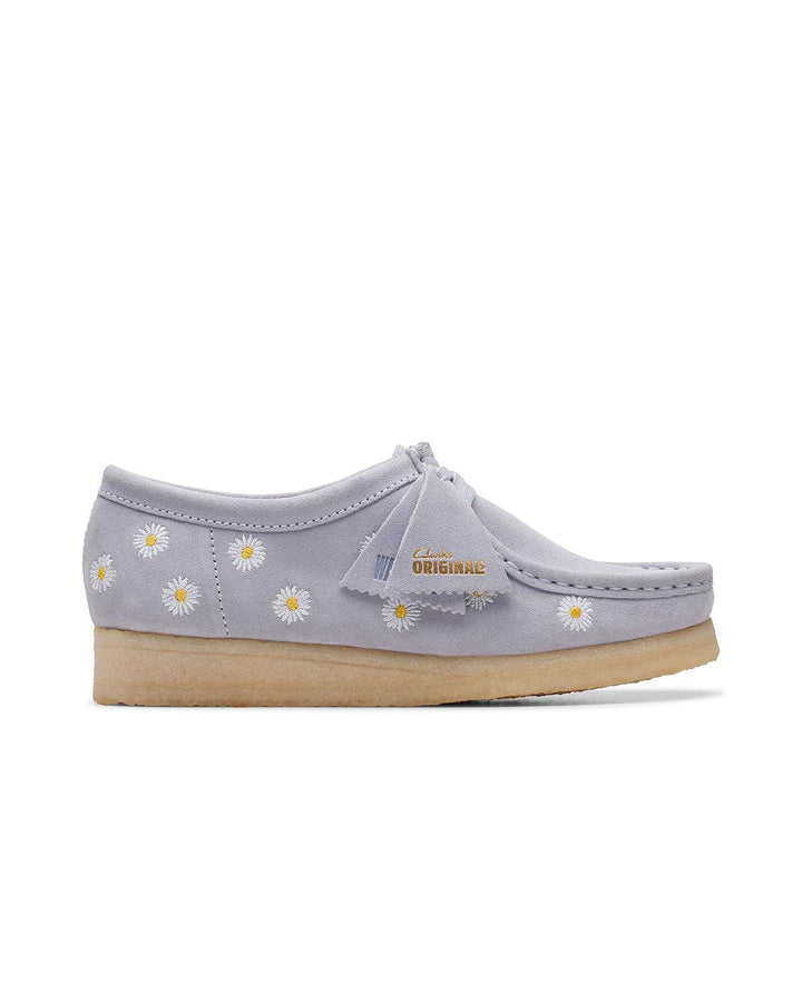 CLARKS ORIGINALS WOMENS WALLABEE SHOES CLOUD GREY EMBROIDERED-Designer Outlet Sales