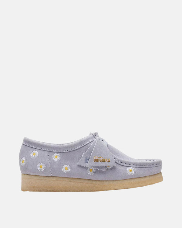 CLARKS ORIGINALS WOMENS WALLABEE SHOES CLOUD GREY EMBROIDERED-Designer Outlet Sales