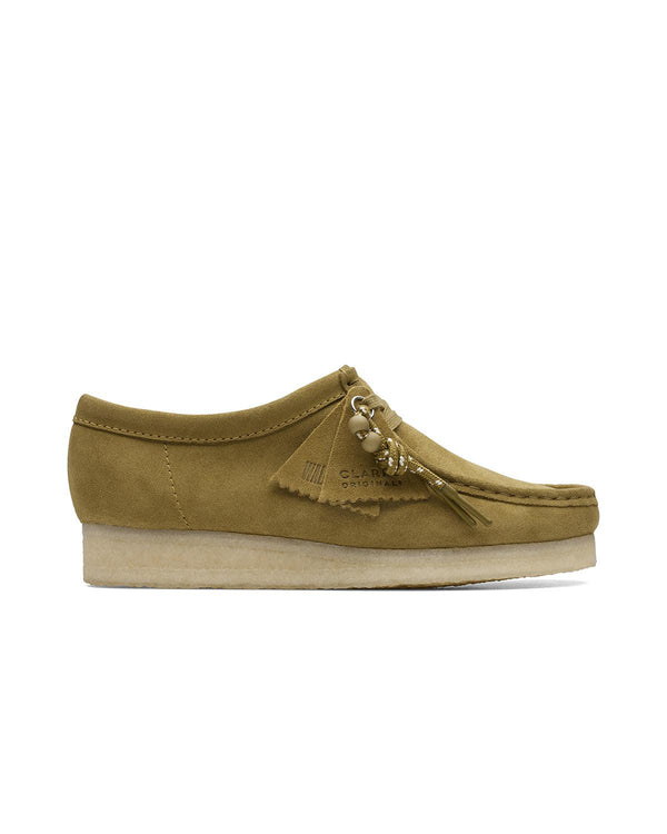 CLARKS ORIGINALS WOMENS WALLABEE SHOES MID GREEN SUEDE-Designer Outlet Sales