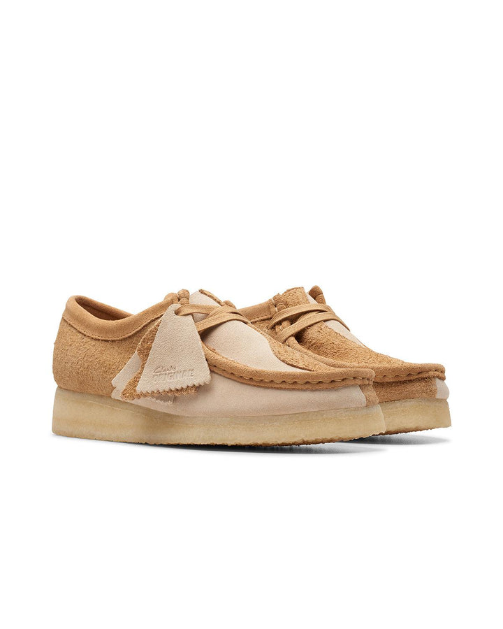 CLARKS ORIGINALS WOMENS WALLABEE SHOES MID TAN COMBI-Designer Outlet Sales