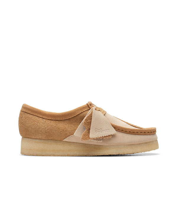 CLARKS ORIGINALS WOMENS WALLABEE SHOES MID TAN COMBI-Designer Outlet Sales