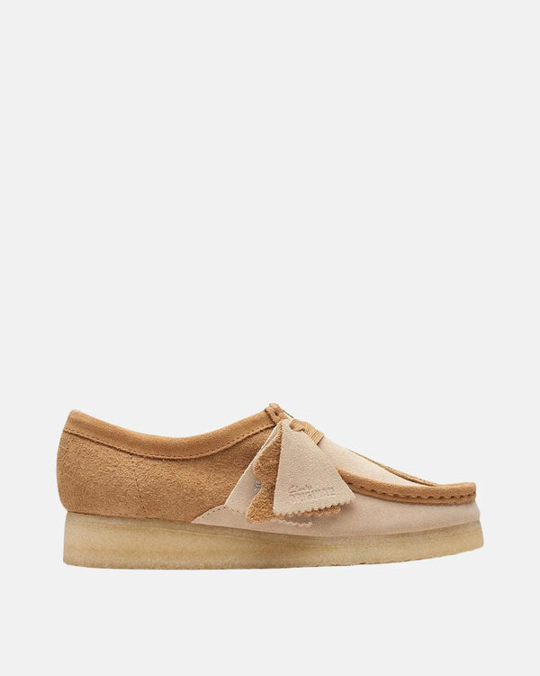 CLARKS ORIGINALS WOMENS WALLABEE SHOES MID TAN COMBI-Designer Outlet Sales
