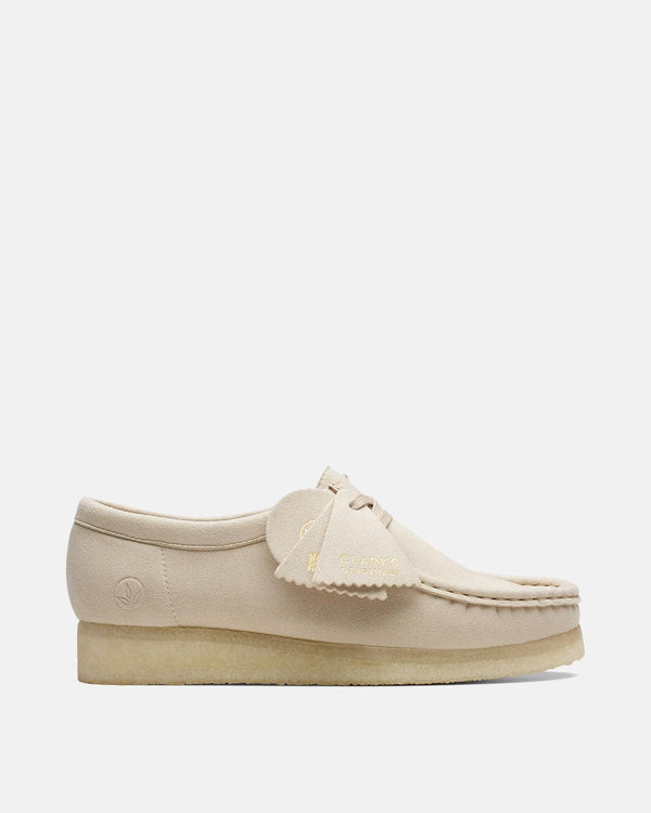 CLARKS ORIGINALS WOMENS WALLABEE SHOES OFF WHITE ECO SUEDE-Designer Outlet Sales