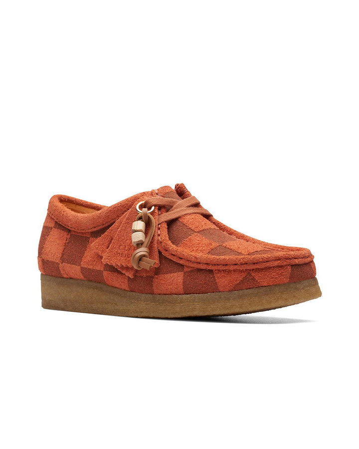 CLARKS ORIGINALS WOMENS WALLABEE SHOES ORANGE CHECK-Designer Outlet Sales