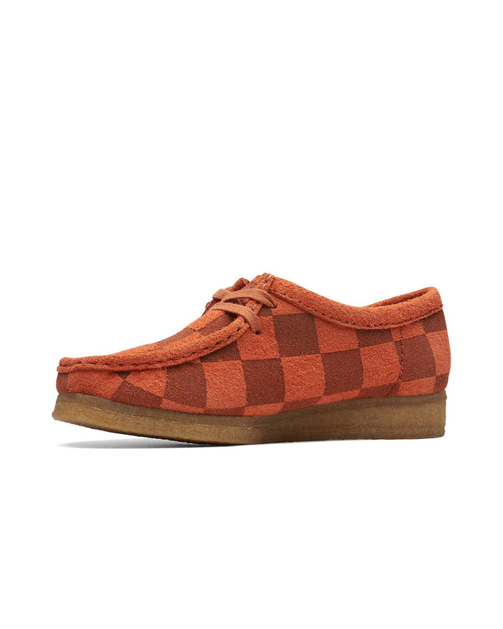 CLARKS ORIGINALS WOMENS WALLABEE SHOES ORANGE CHECK-Designer Outlet Sales