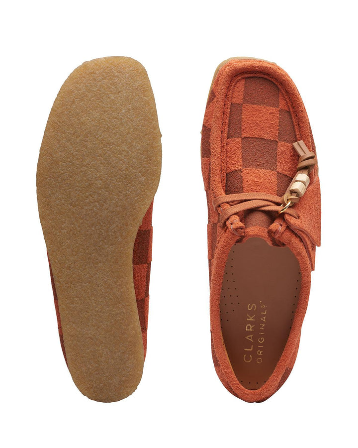 CLARKS ORIGINALS WOMENS WALLABEE SHOES ORANGE CHECK-Designer Outlet Sales